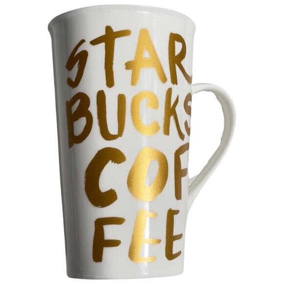Starbucks Mug 16 oz White With Gold Starbucks Coffee Lettering - No Chips/Cracks - Picture 2 of 15